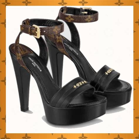 louis vuitton black platform heels|Louis Vuitton monogram heels.